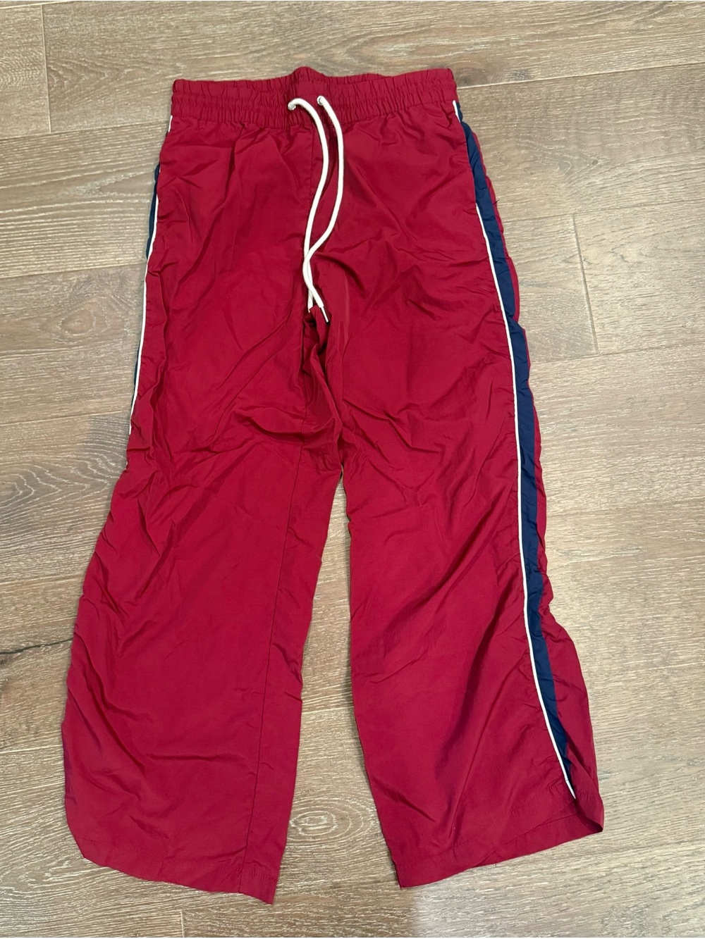 H&M Maroon Drawstring Track Pants with Navy Side Stripe